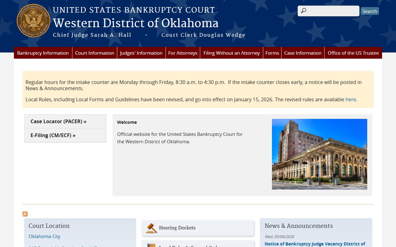 Cleveland County bankruptcy court dockets Western District court records