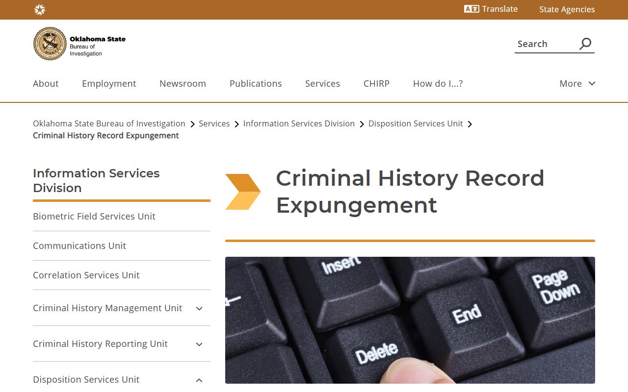 Cleveland County criminal court records expungement guidance from OSBI