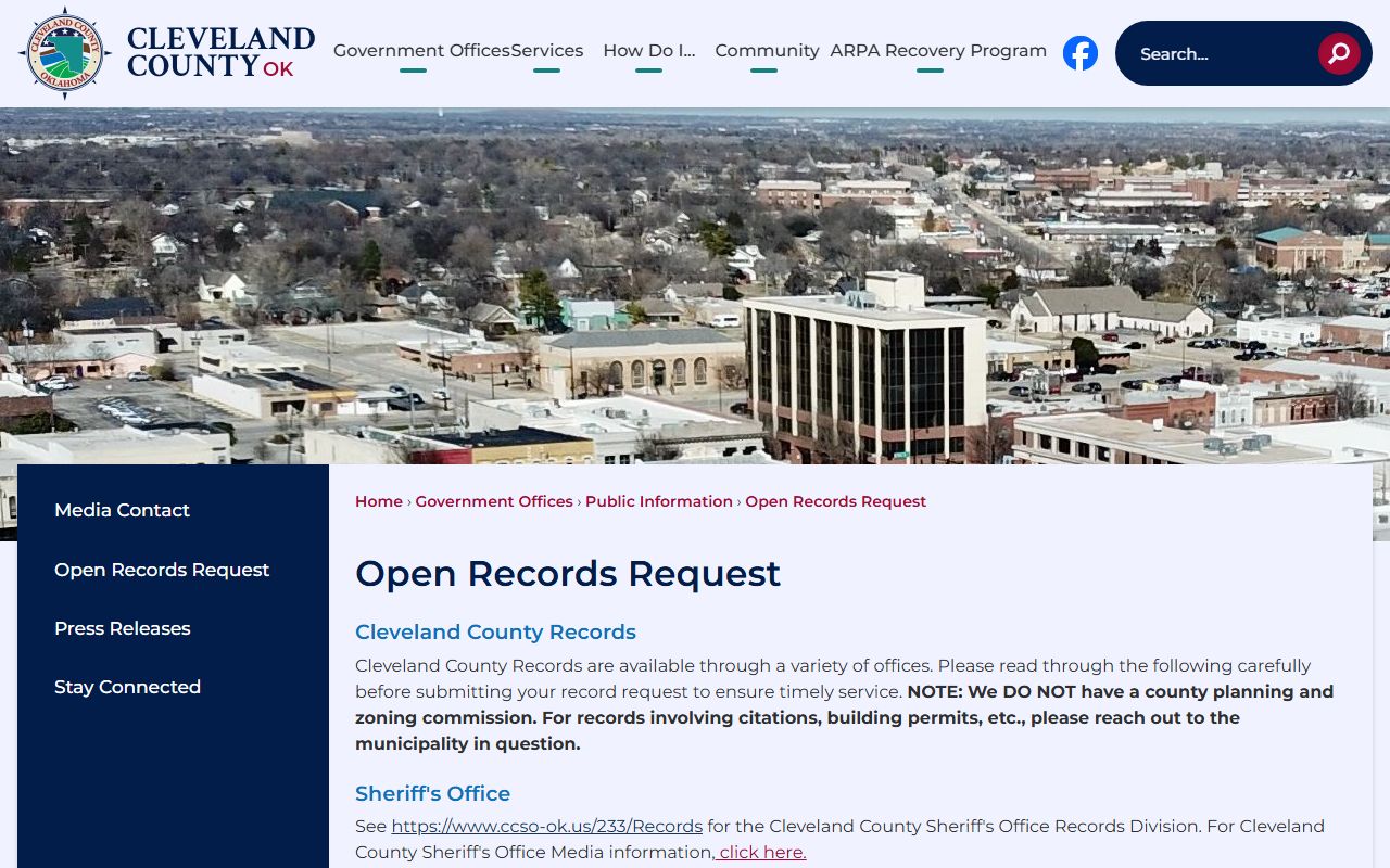 Cleveland County open records request routing for court records