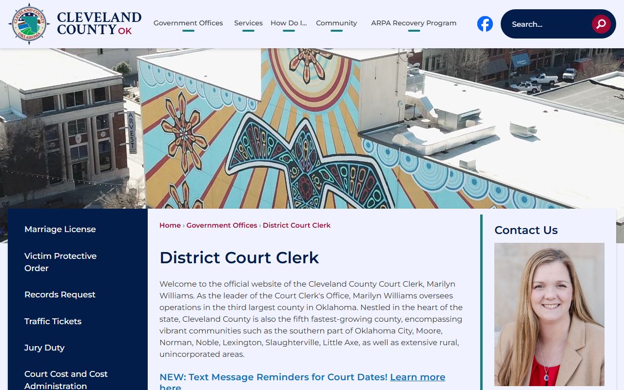 Cleveland County District Court Clerk page for court records and forms