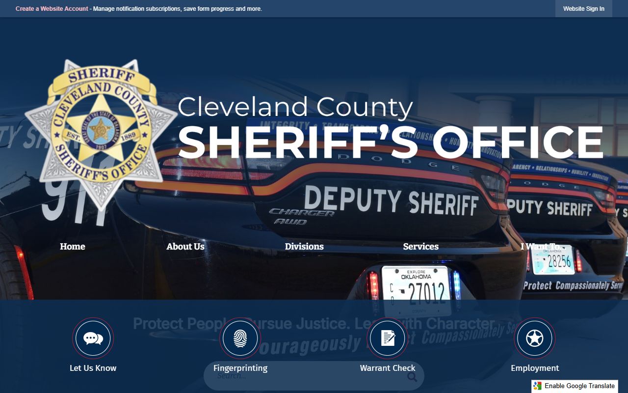Cleveland County Sheriff's Office inmate records and jail information page