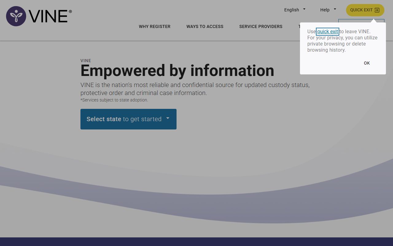 Cleveland County VINELink victim custody notification search page