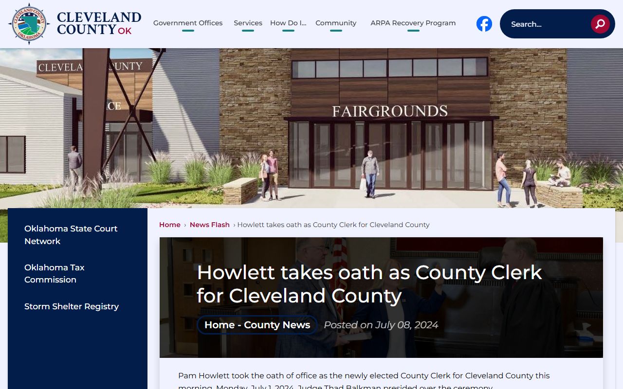Cleveland County news item on the County Clerk oath, the office that does not handle marriage records