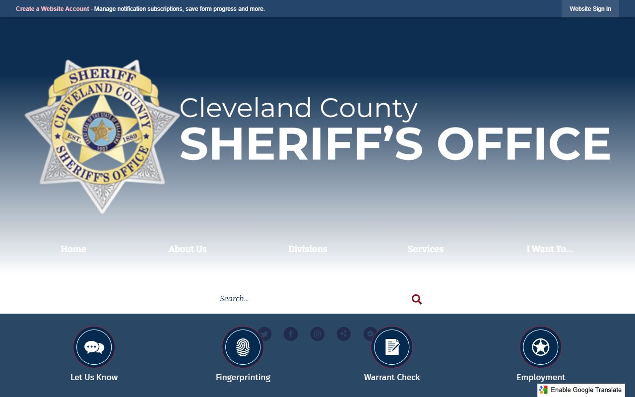 Cleveland County jail commissary and inmate fund deposit services page